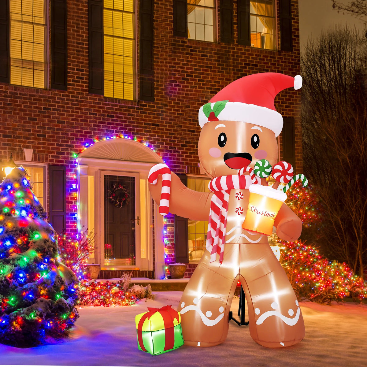 LED Inflatable Gingerbread Man Christmas Decoration