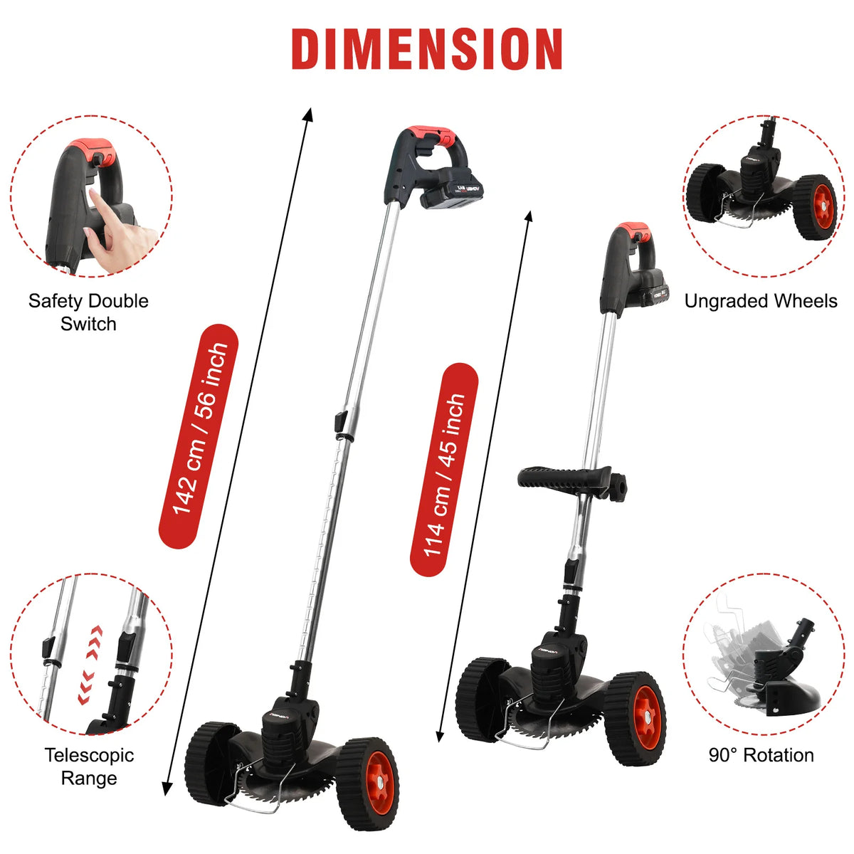 Cordless Lawn Trimmer Weed Wacker String Trimmer Edger Tool Electric Brush 2 x 21 3C 1300mAh Batteries Charger for Lawn Gard