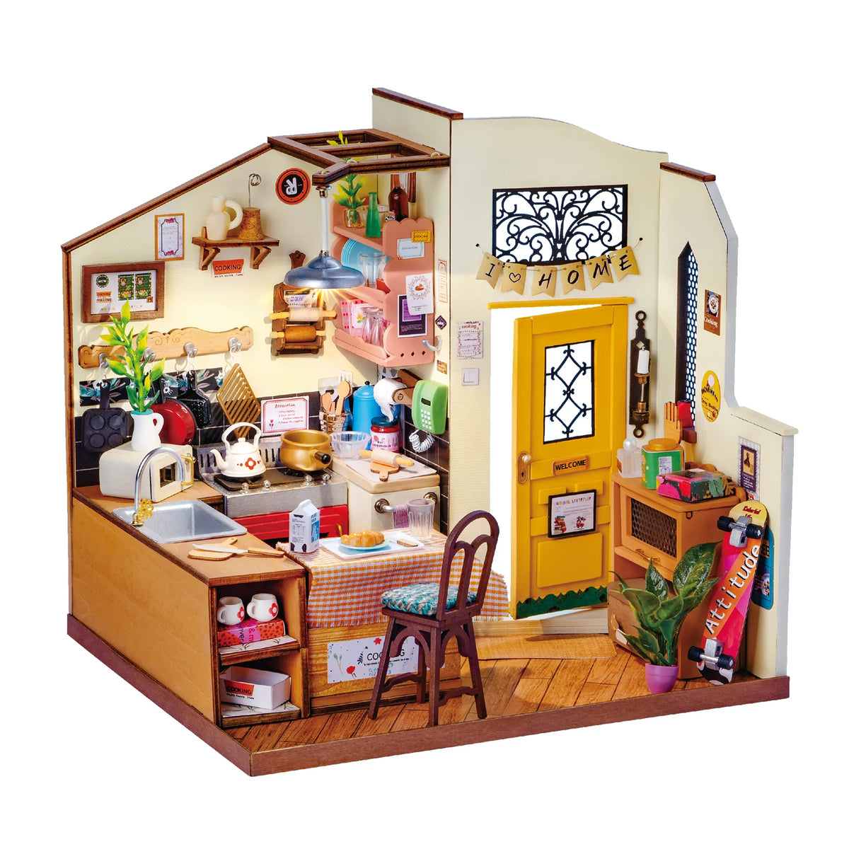 Rolife Cozy Kitchen DIY Wooden Miniature House Kit
