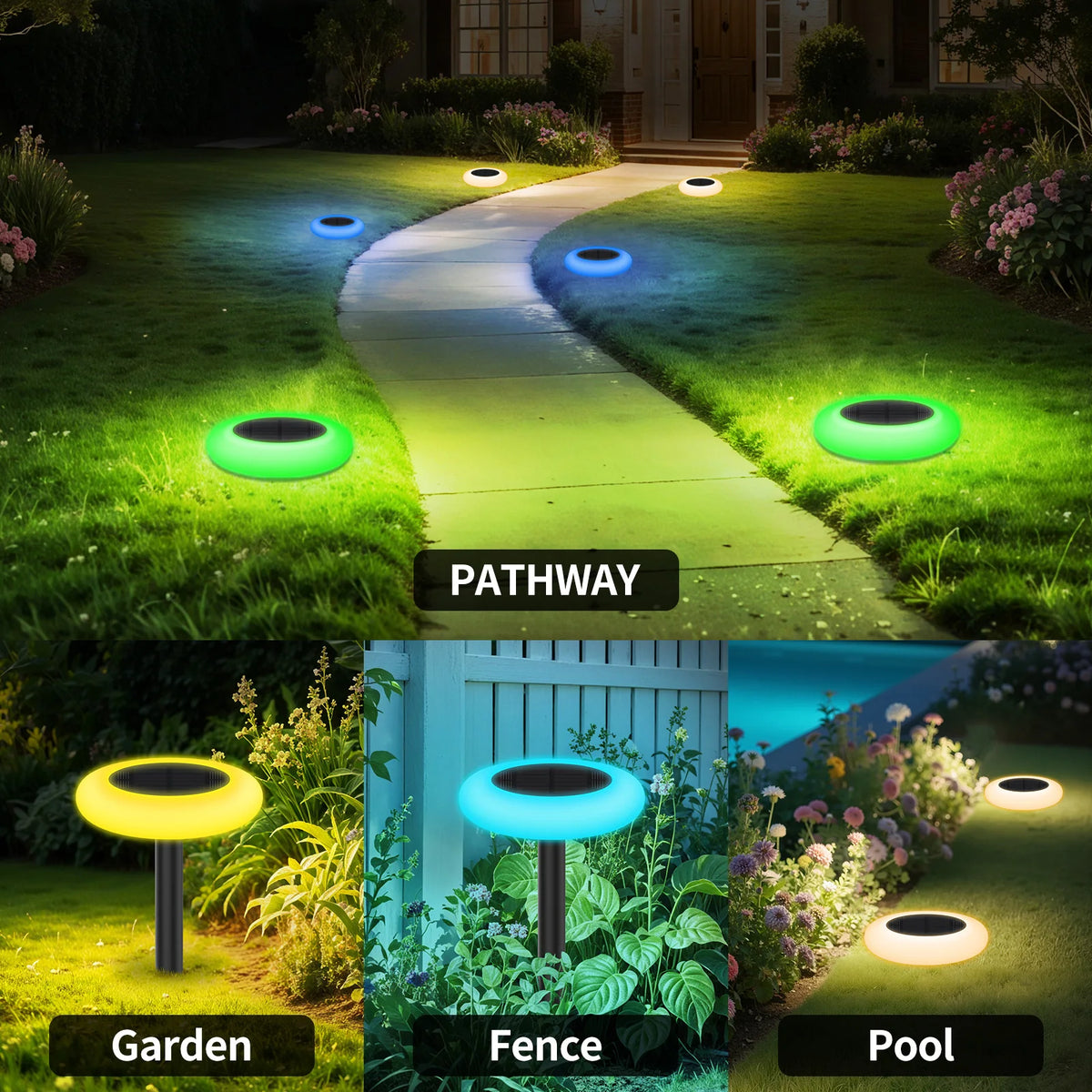 Intelamp Outdoor Solar Pathway Garden Lights