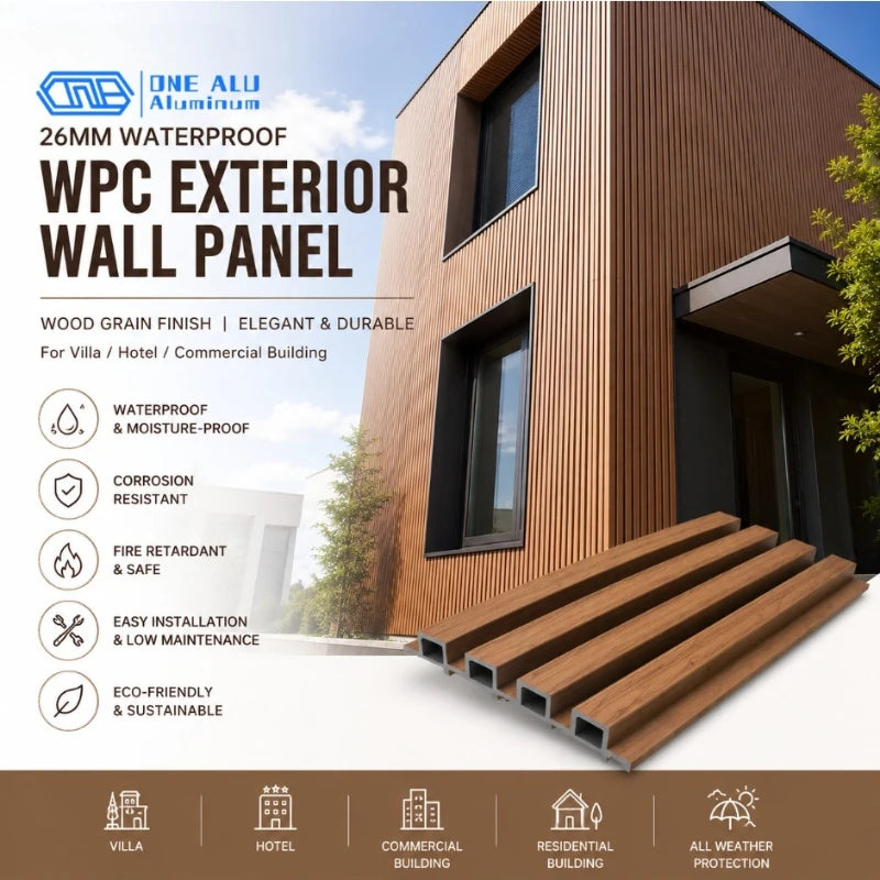 Waterproof WPC Louver Wall Panel Outdoor Cladding
