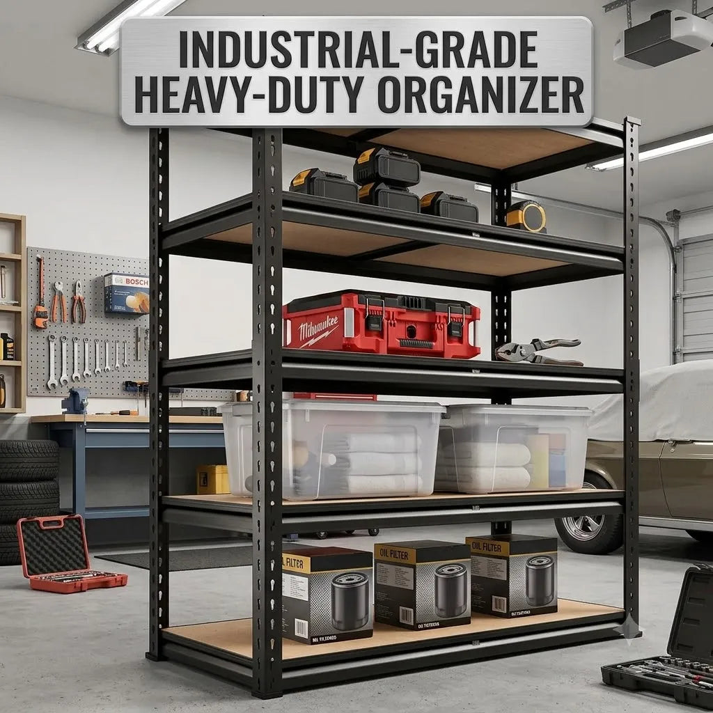 Heavy Duty Adjustable Metal Storage Rack with MDF Shelves
