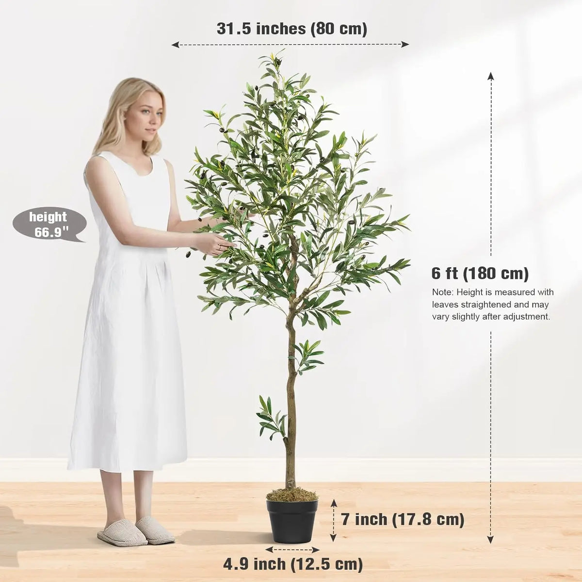 Olitree Faux Olive Tree With Wood Trunk And Pot