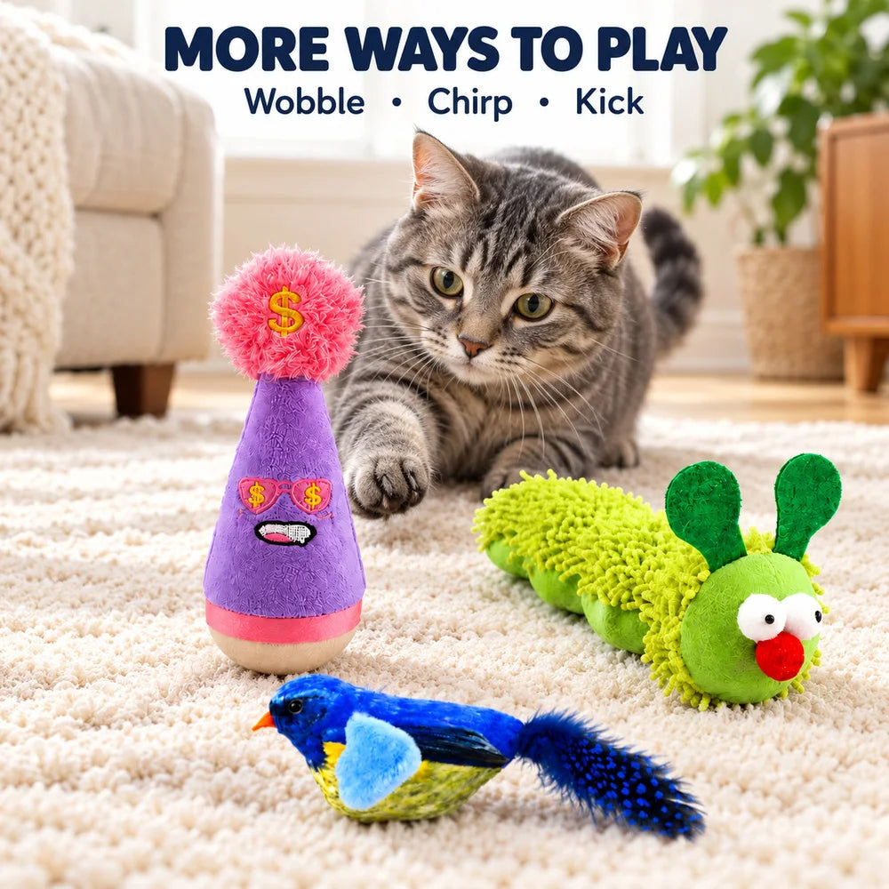 Zoe Interactive Cat Toy Set With Chirping Bird