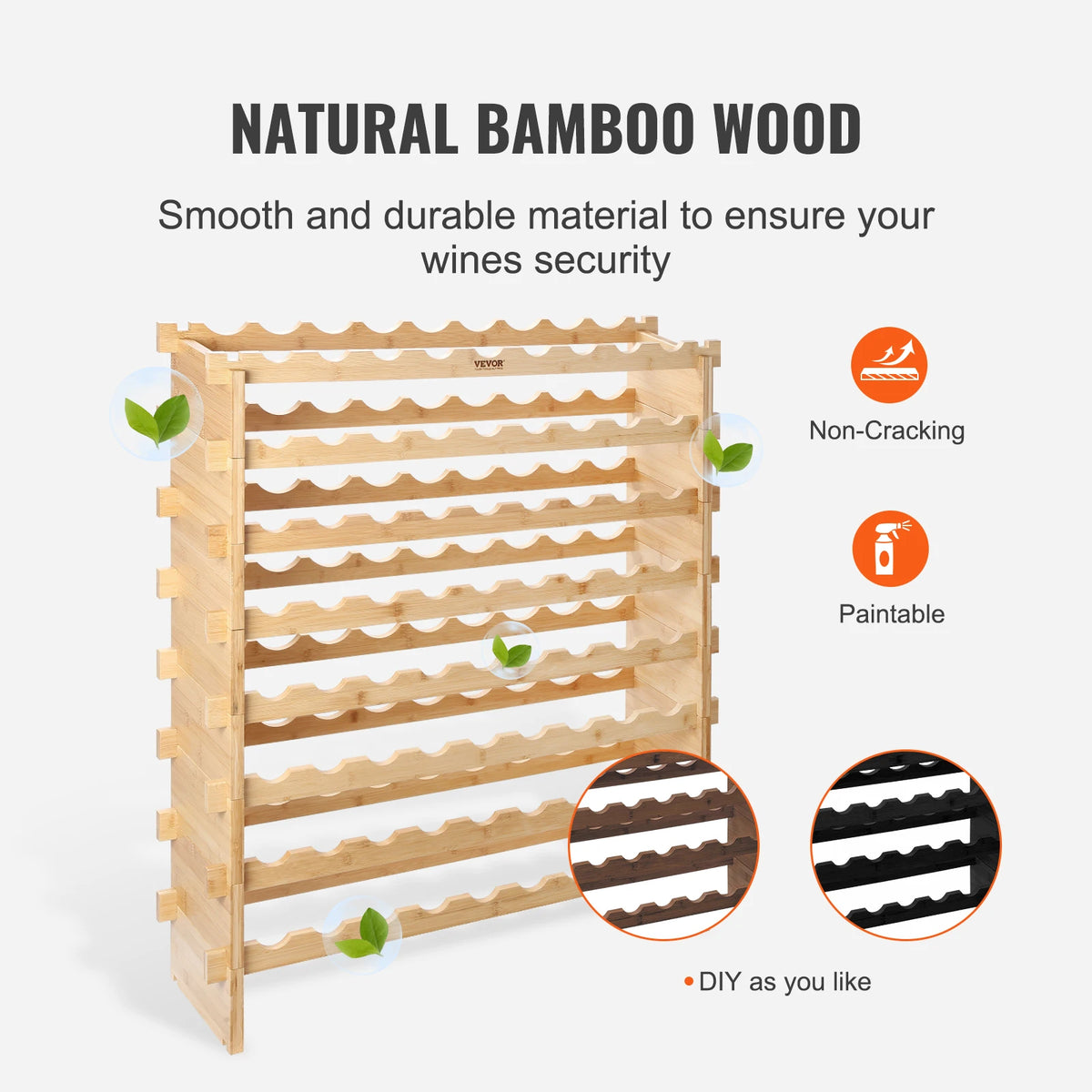 SucceBuy 8-Tier Bamboo Stackable Wine Rack