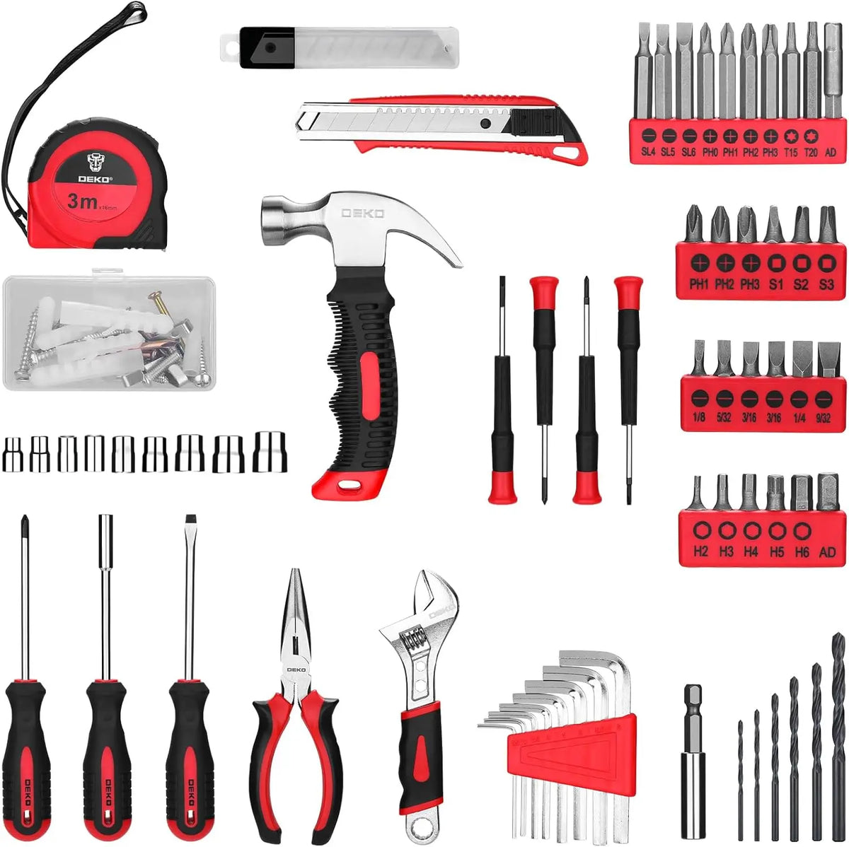 DEKO 126 Piece Cordless Drill Home Tool Kit