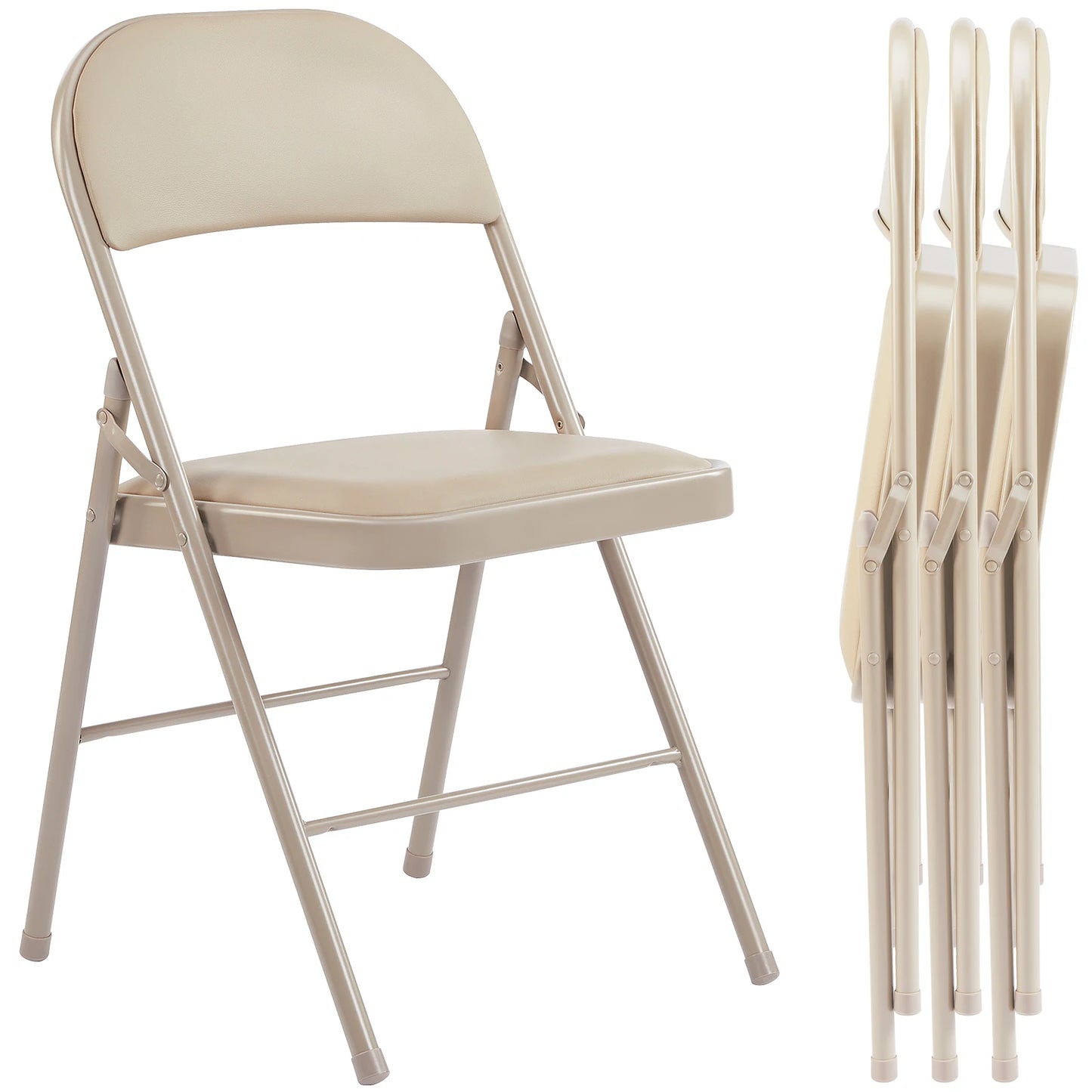 JHK Faux Leather Padded Folding Chair
