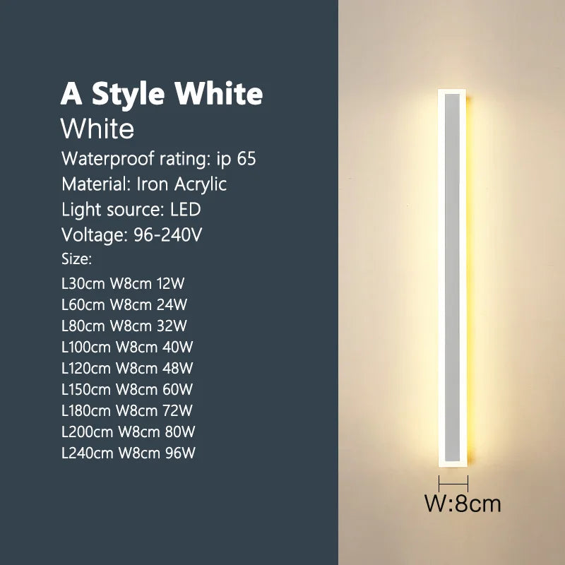 TES Outdoor Waterproof Wall Lamp IP65 LED Strip Light