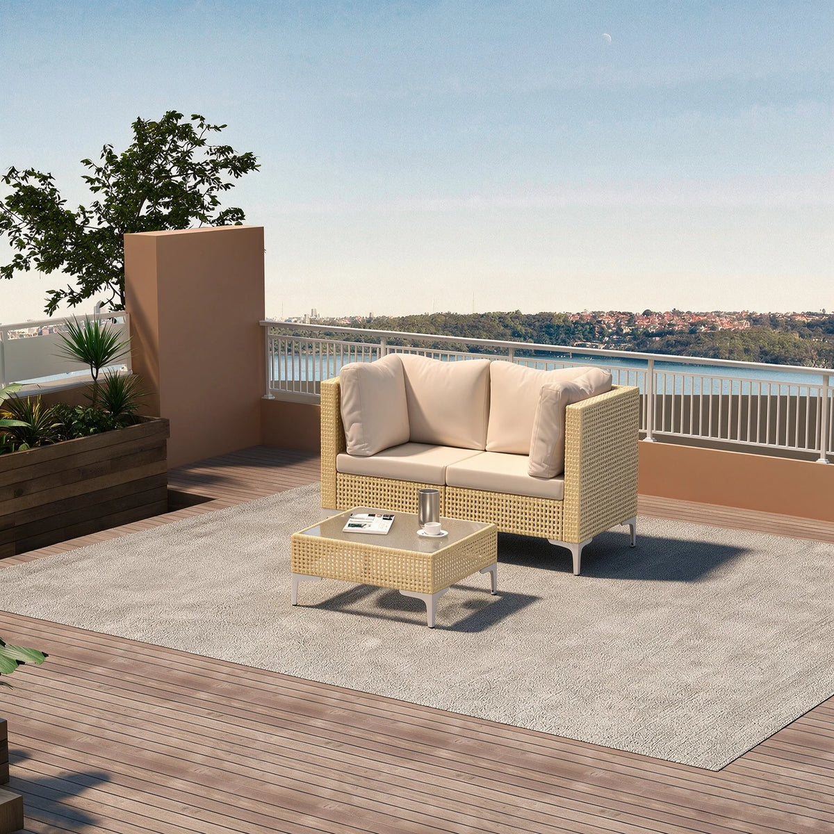 Boho Wicker Outdoor Patio Sectional Sofa Set With Cushions