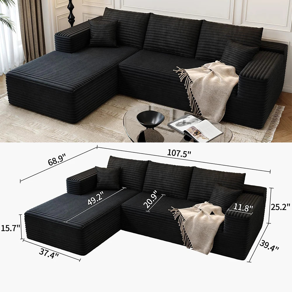 YQXH Cloud Style Corduroy Modular Sectional Sofa