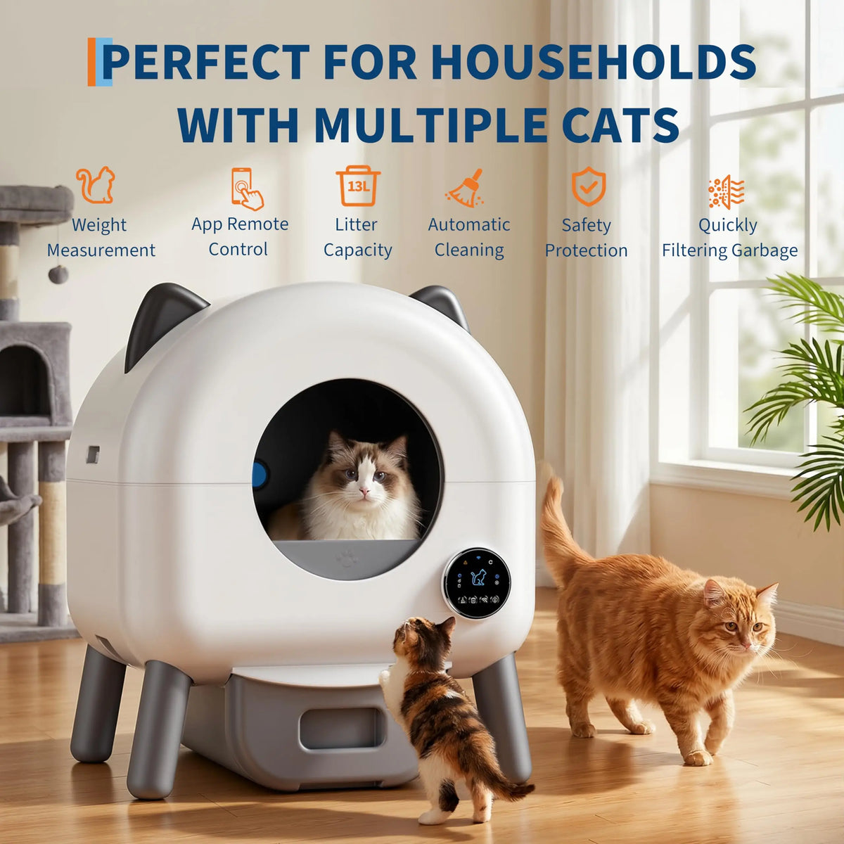 HiMiss Automatic Self Cleaning Cat Litter Box