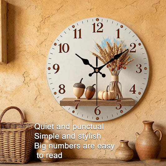Autumn Harvest Wooden Wall Clock