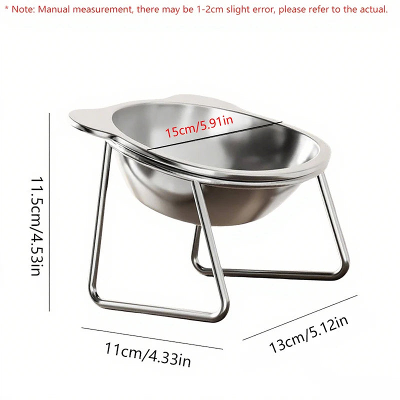 Booteely Tilted Stainless Steel Cat Food Bowl