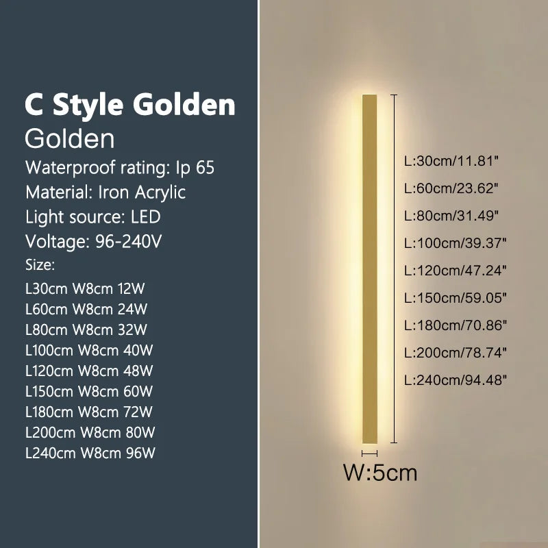 TES Outdoor Waterproof Wall Lamp IP65 LED Strip Light