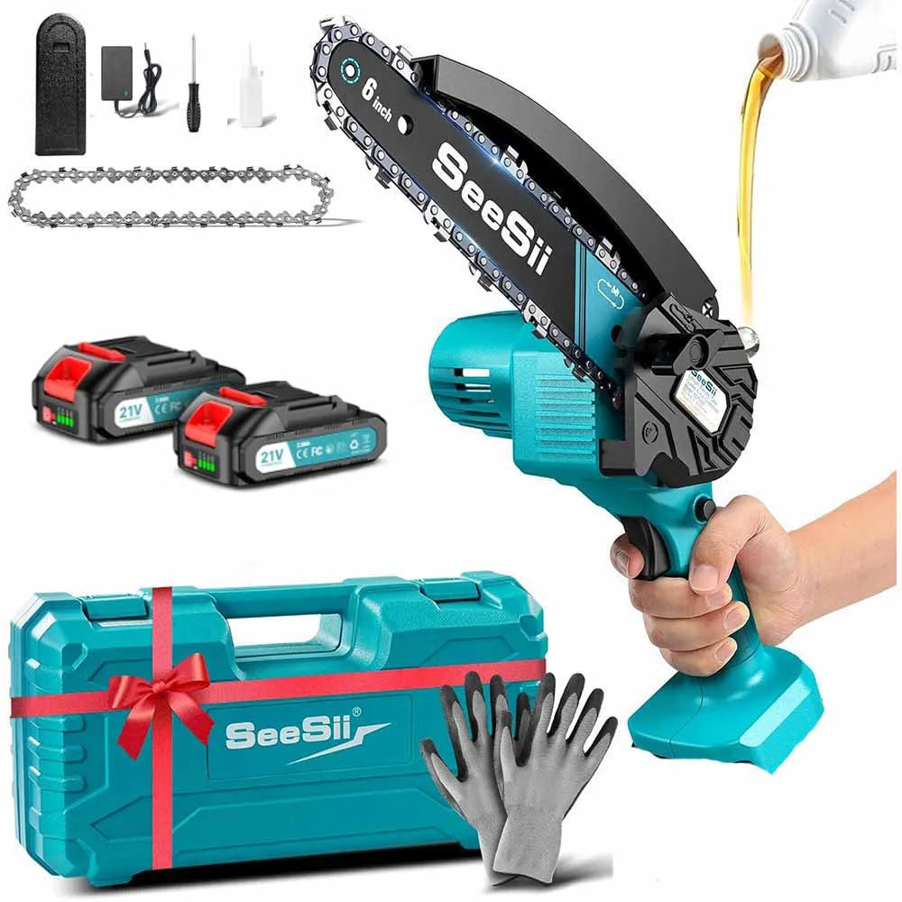 Seesii Cordless Mini Chainsaw Electric Garden Pruner