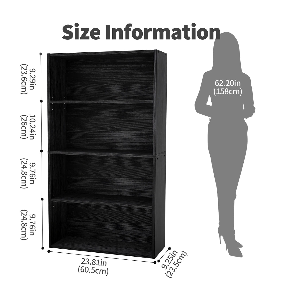 JHK Modern Wooden Open Bookcase