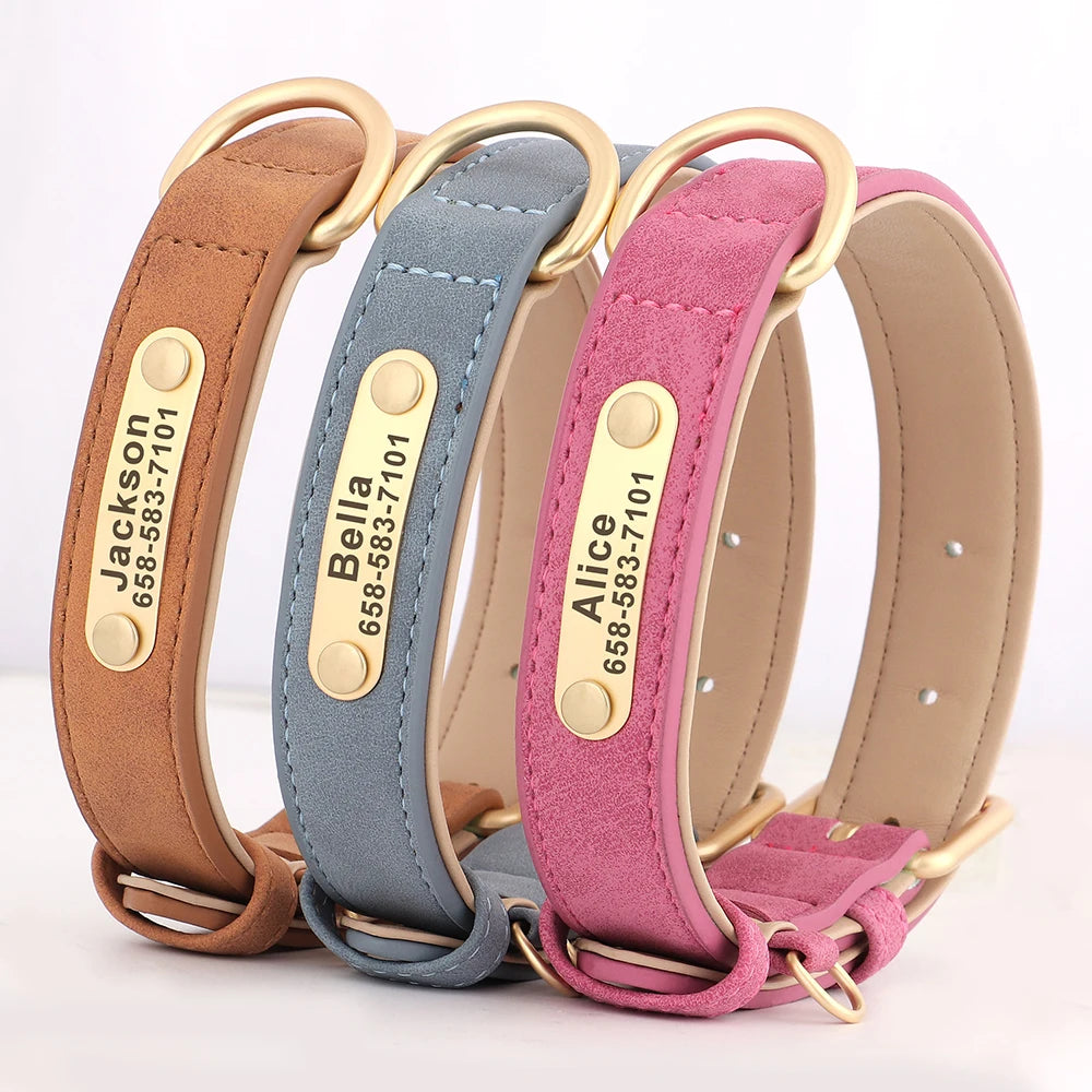 PET ARTIST Personalized Engraved Leather Dog Collar