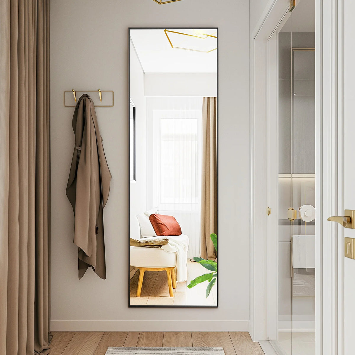 JHK Full Body Wall Mirror With Aluminum Frame