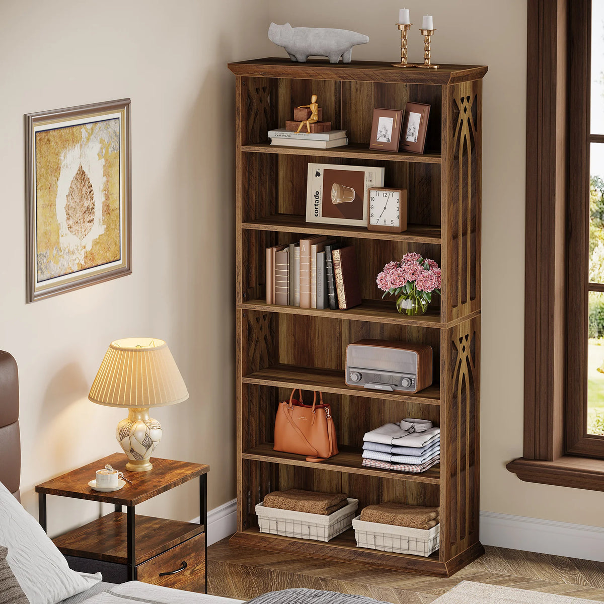 Tribesigns Six Tier Wooden Bookcase Freestanding Organizer