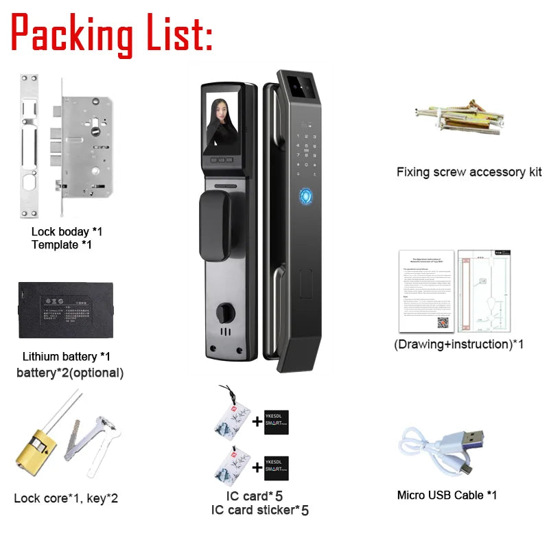 YKESDL 3D Face Recognition Biometric Door Lock
