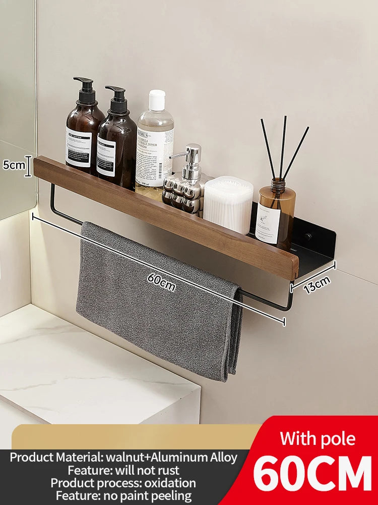 YUNJIEYA Aluminum Wall Mounted Bathroom Storage Shelf