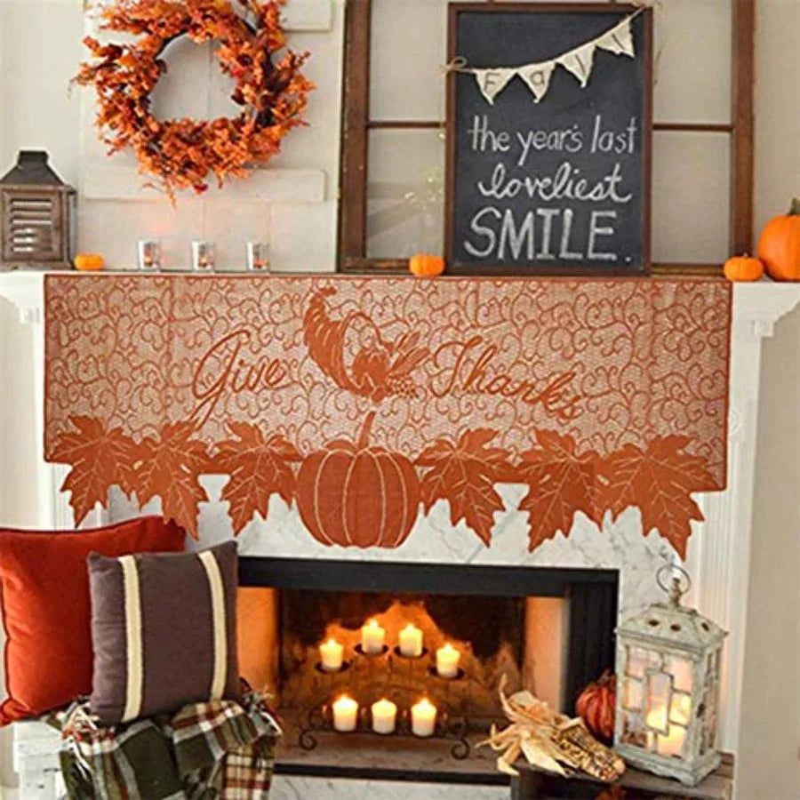 Thanksgiving Fireplace Scarf Fall Mantle Runner