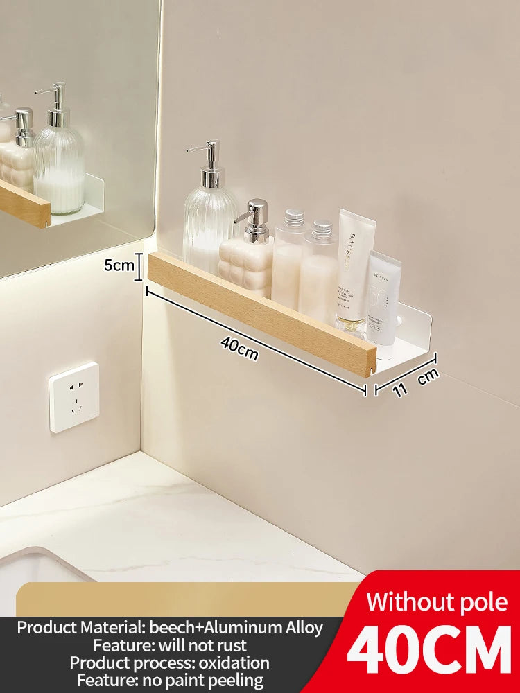 YUNJIEYA Aluminum Wall Mounted Bathroom Storage Shelf