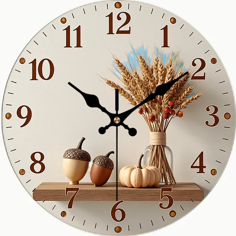 Autumn Harvest Wooden Wall Clock