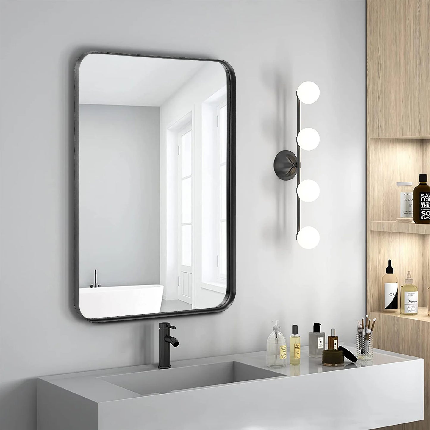 JHK Rectangular Vanity Mirror Wall Mounted Metal Frame