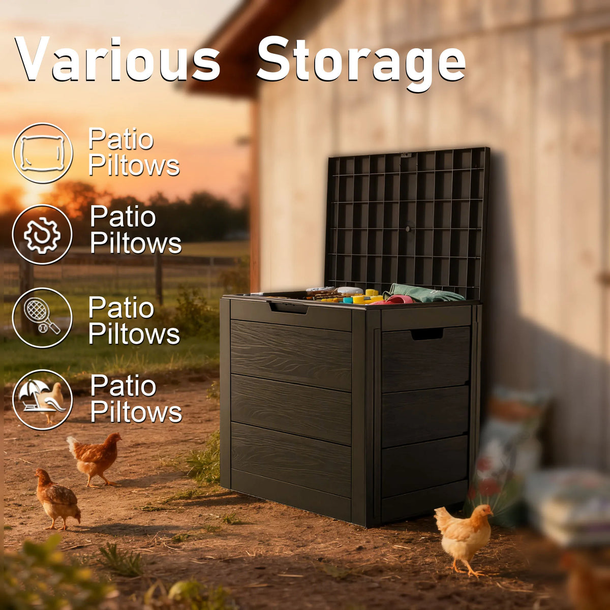 SARENZOON Outdoor Deck Box With Lockable Lid