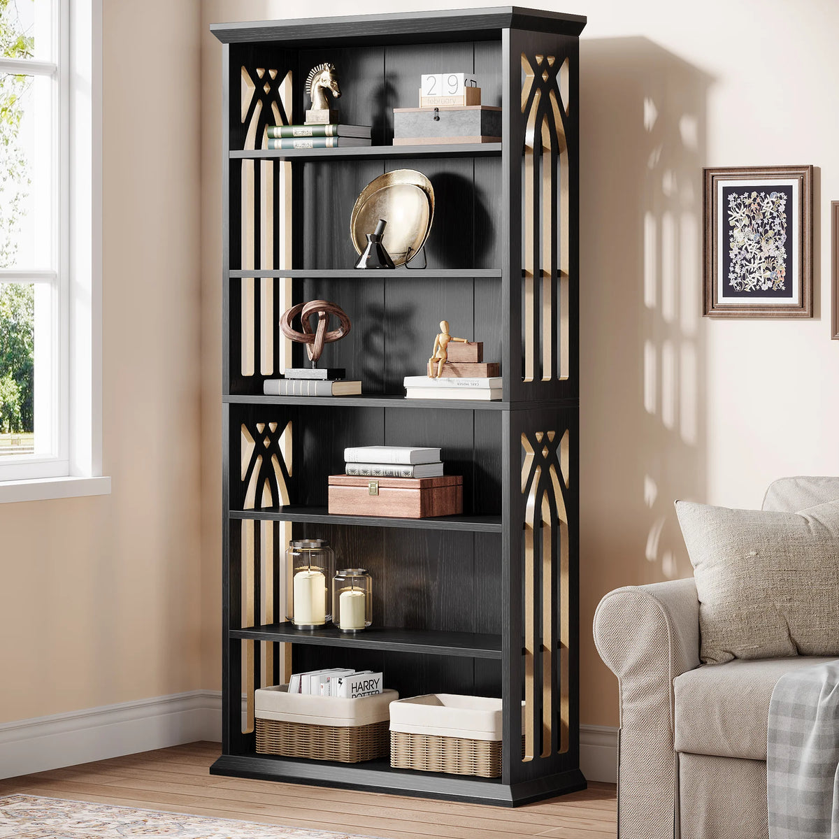 Tribesigns Six Tier Wooden Bookcase Freestanding Organizer