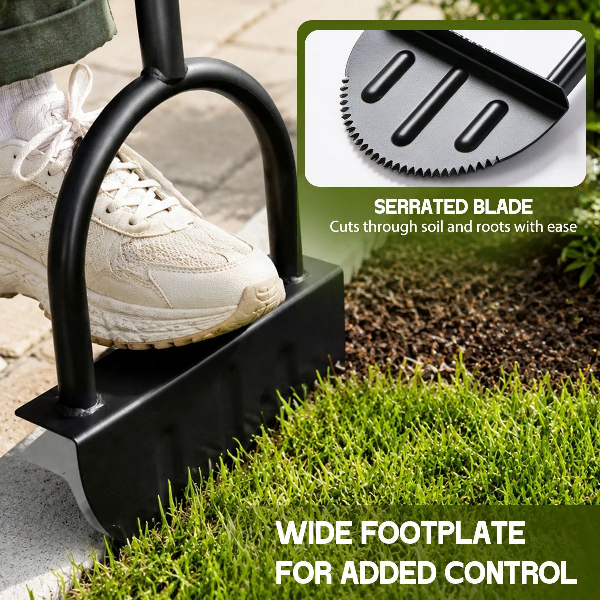 Serrated Half Moon Lawn Edger With Ergonomic Handle
