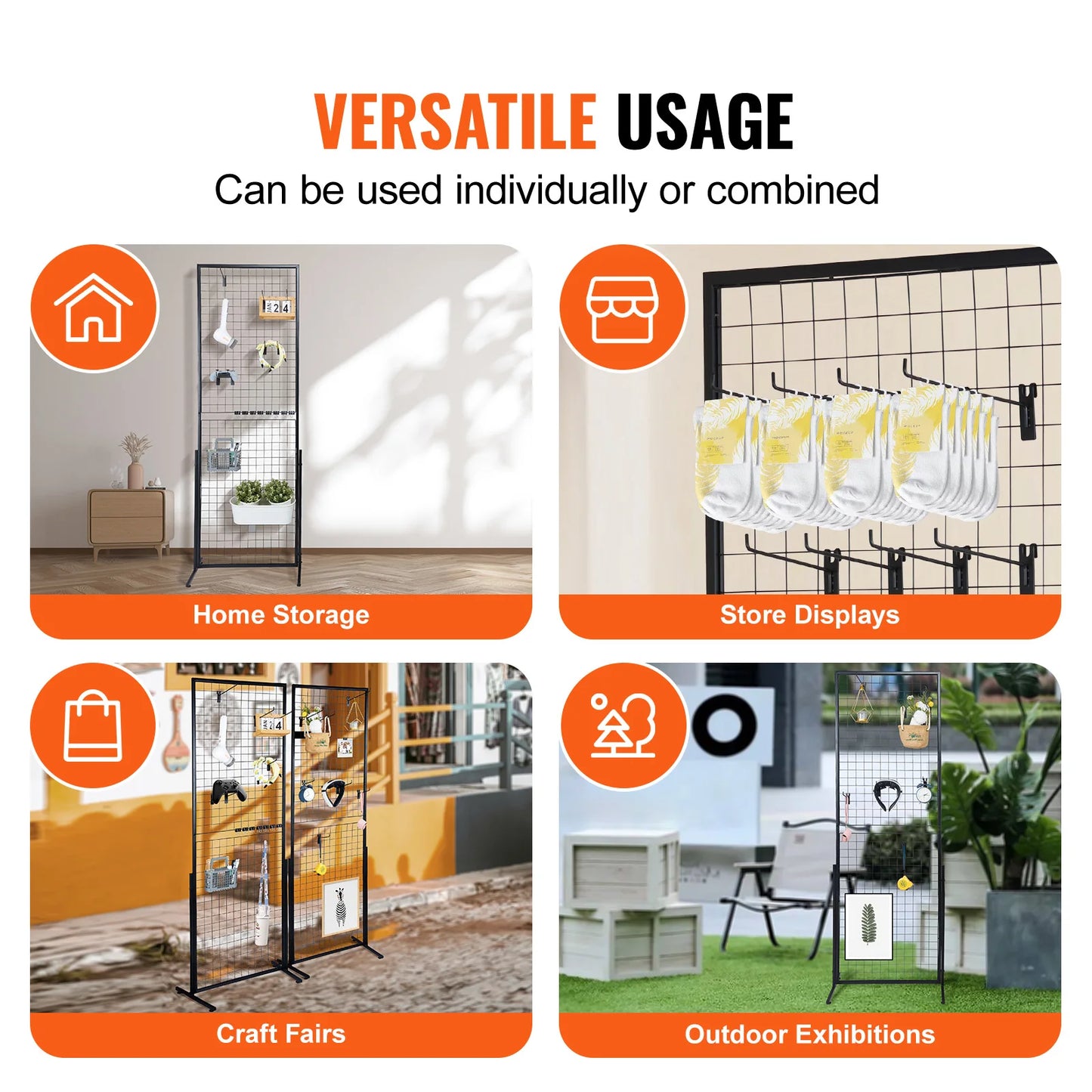 SucceBuy Grid Wall Panels Double Sided Display Rack