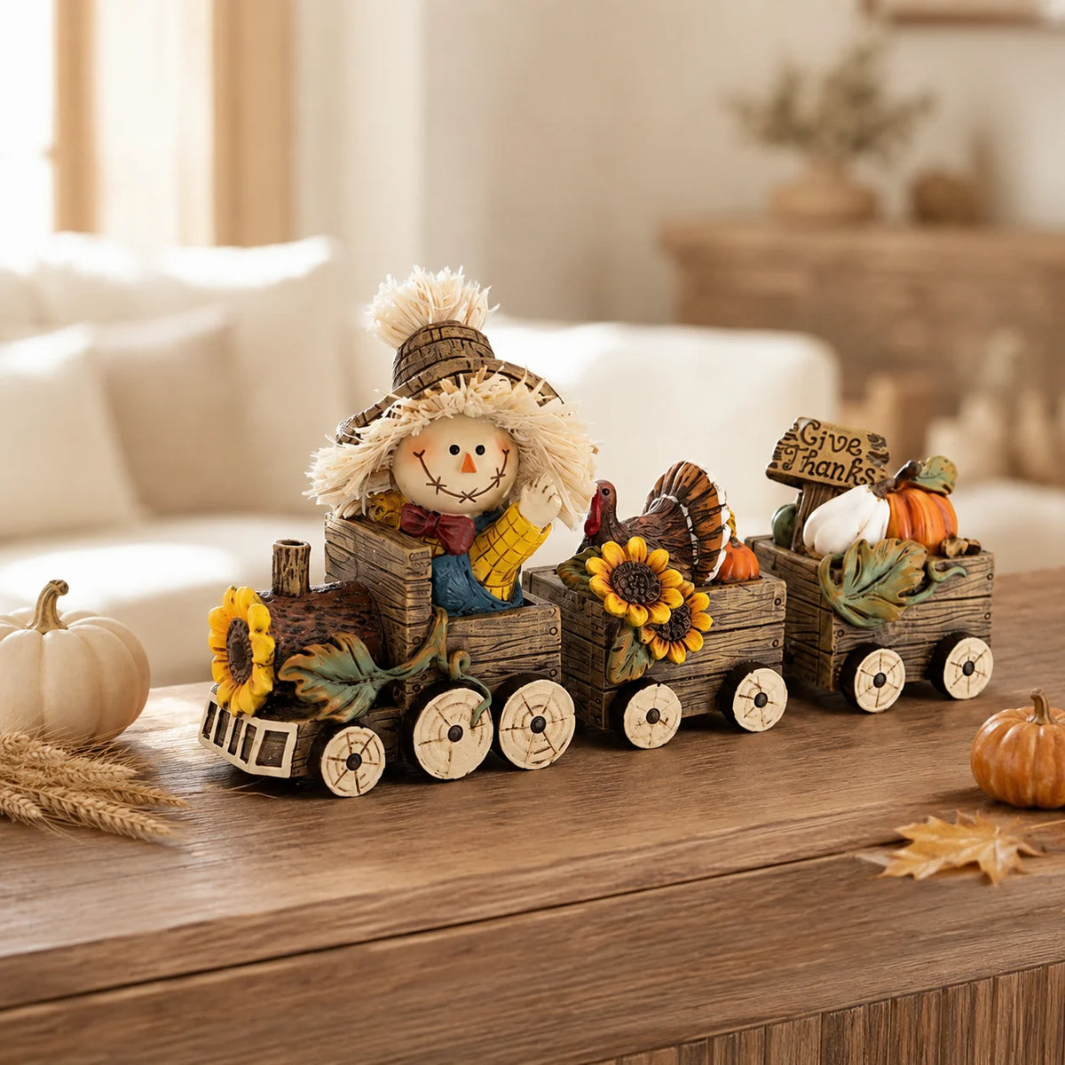 Hodao Scarecrow Harvest Train Figurine
