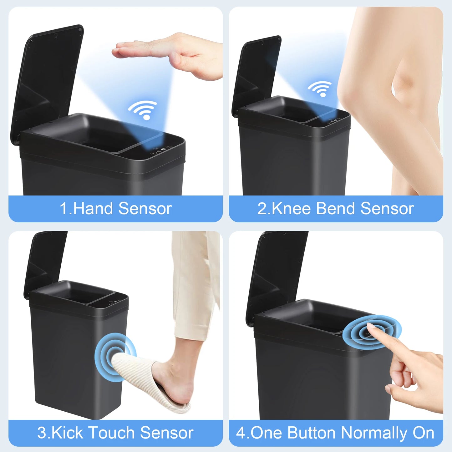 Two Pack Touchless Motion Sensor Trash Cans Slim Design