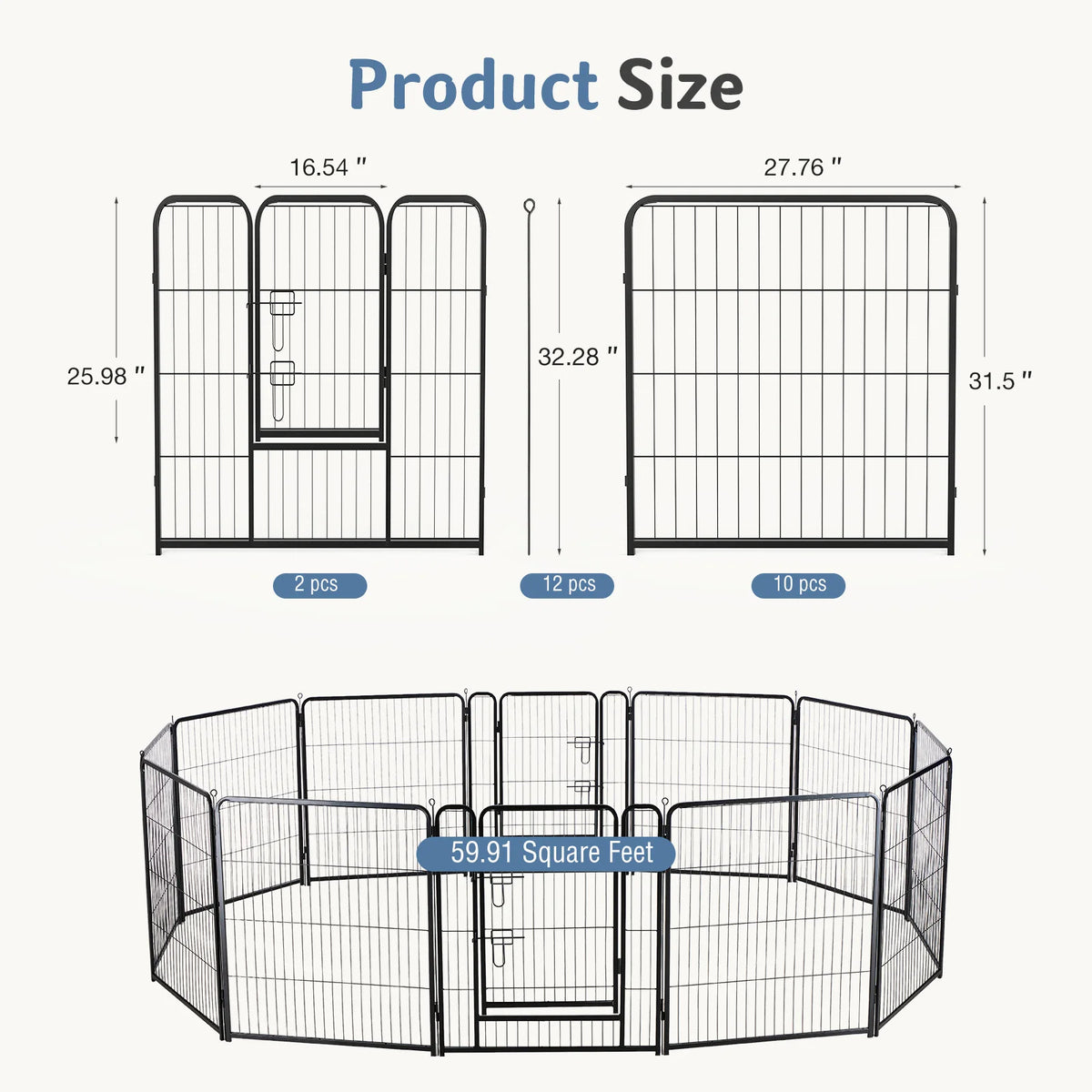 JHK Foldable Metal Dog Playpen Exercise Fence