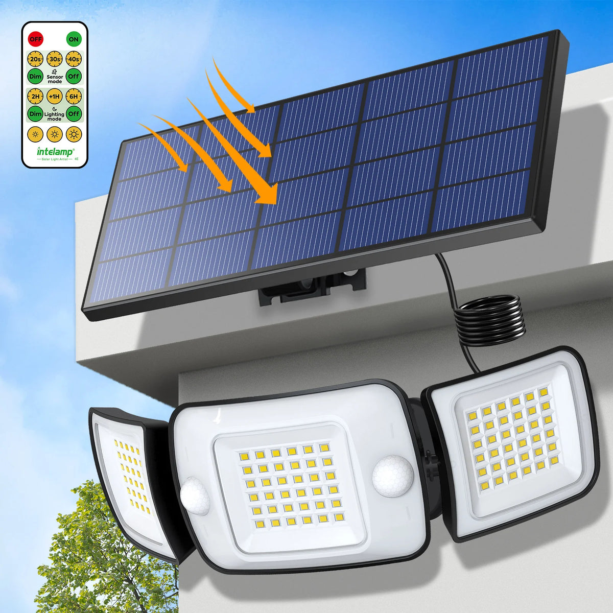 Intelamp Outdoor Solar LED Wall Light With Dual Sensor
