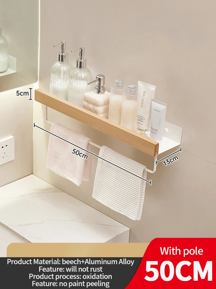 YUNJIEYA Aluminum Wall Mounted Bathroom Storage Shelf