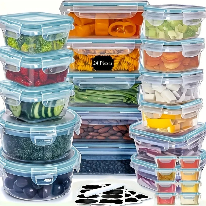 Airtight Food Storage Set With 24 Containers And Labels