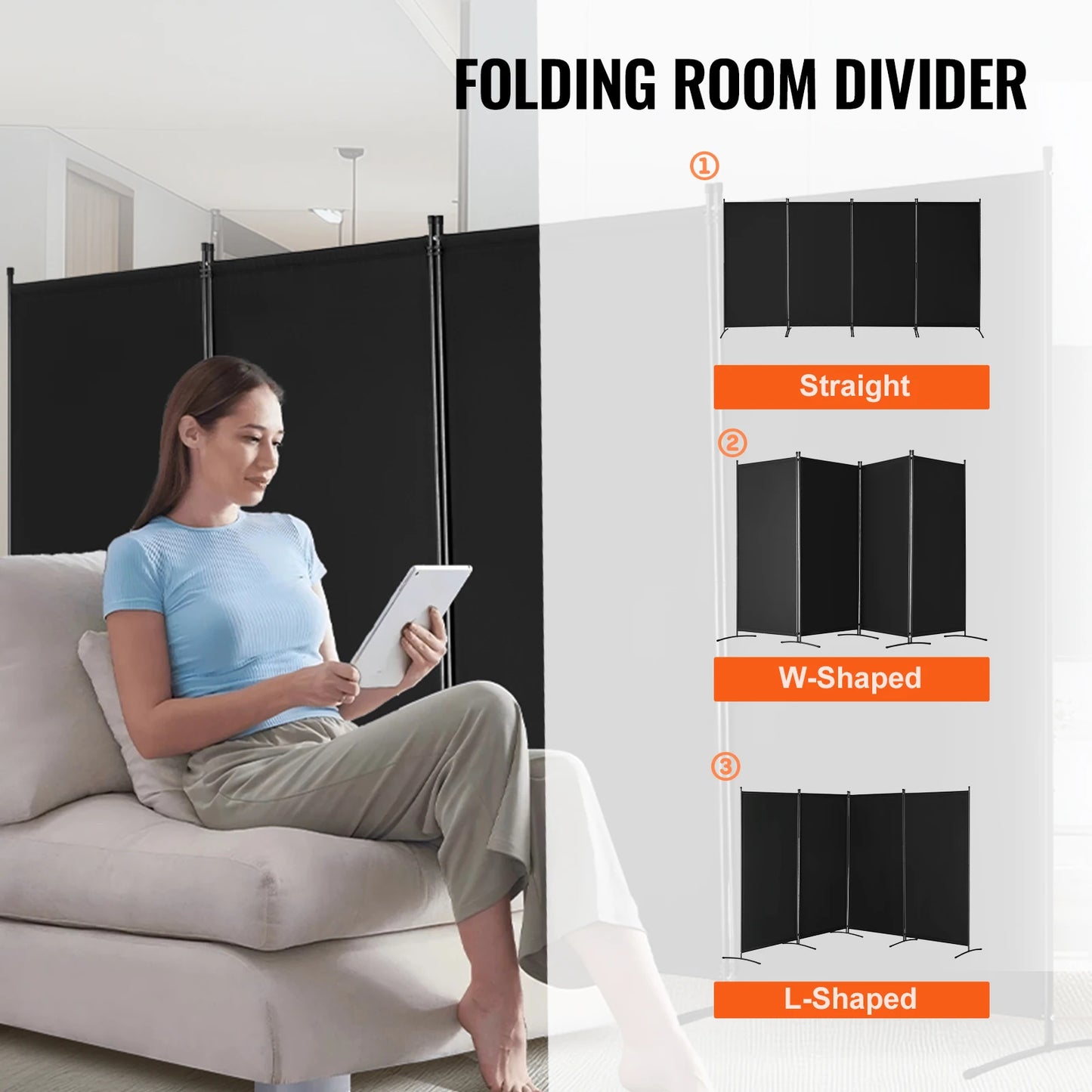 Compact Folding Room Divider Privacy Screen