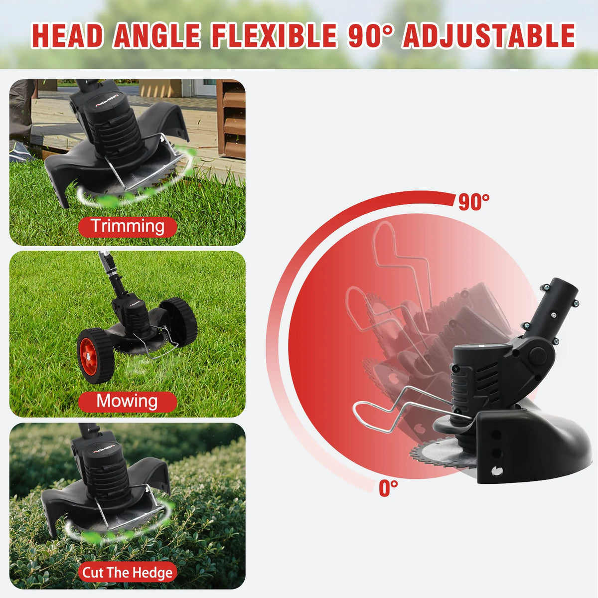 Cordless Lawn Trimmer Weed Wacker String Trimmer Edger Tool Electric Brush 2 x 21 3C 1300mAh Batteries Charger for Lawn Gard