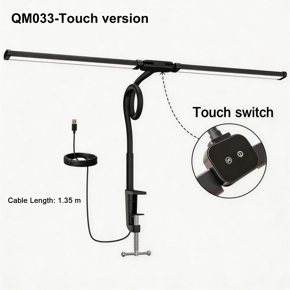 DUMILOO Double Head Clip On Adjustable LED Lamp