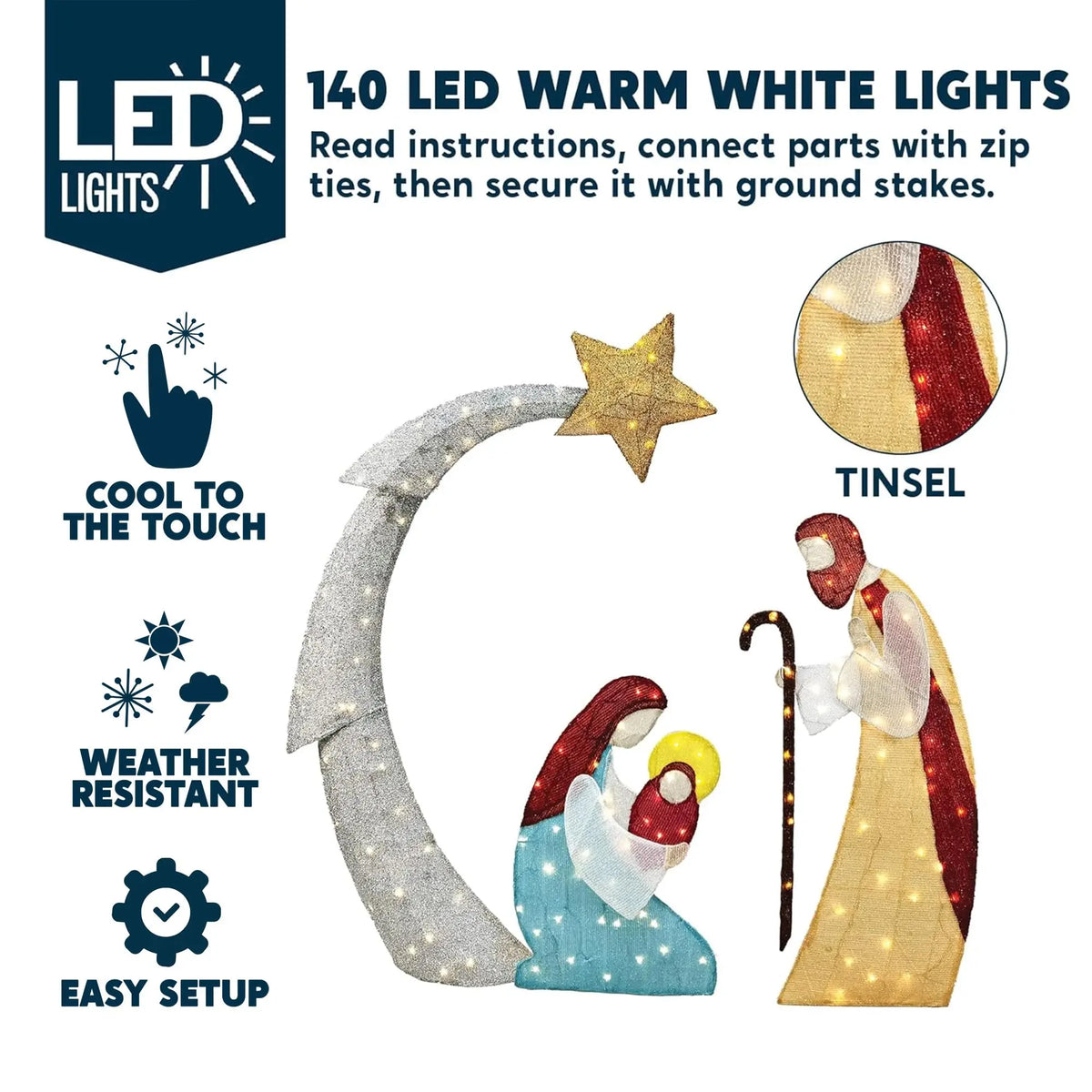LED Christmas Nativity Scene Yard Decoration Lights