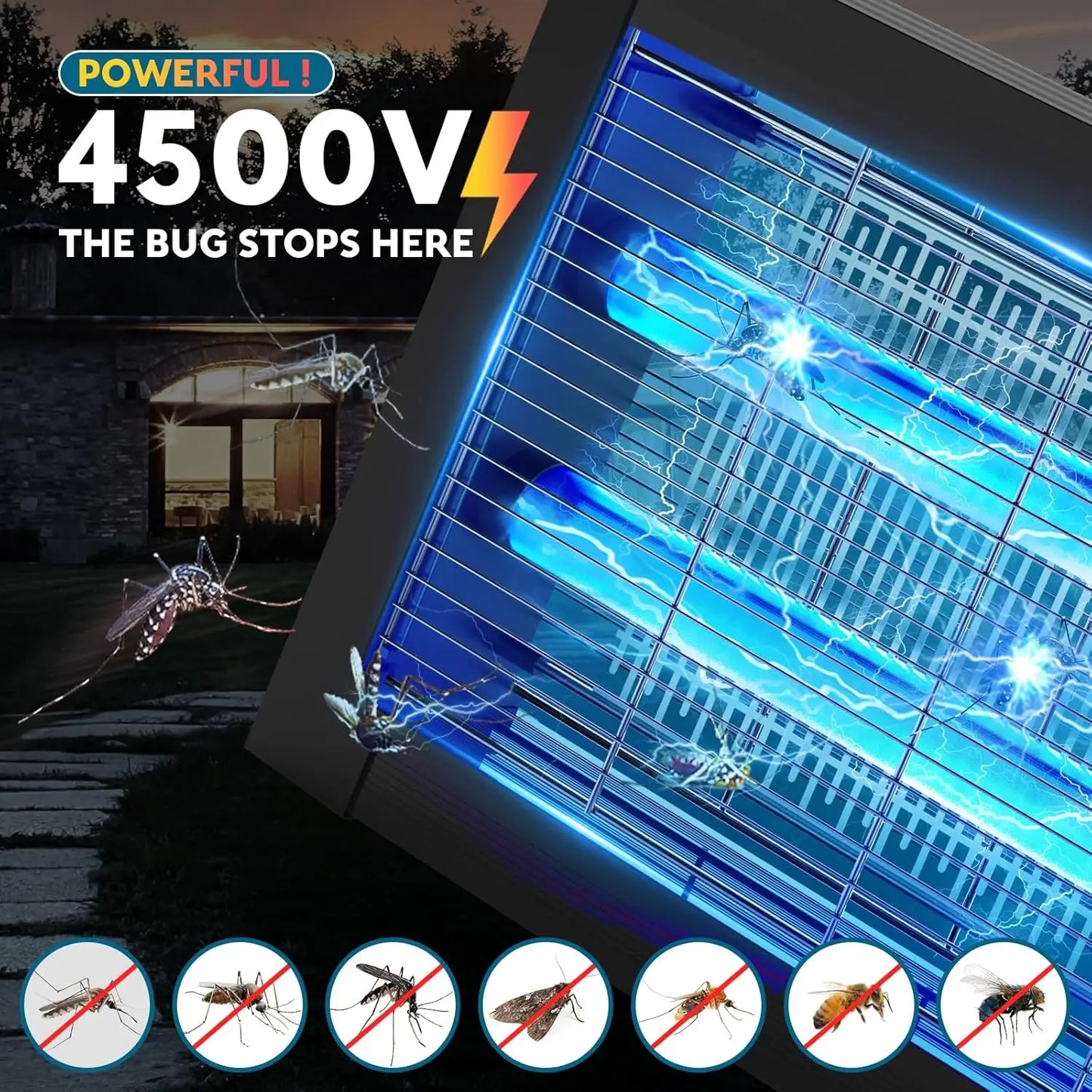Solar Bug Zapper Outdoor 4500V Mosquito Zapper
