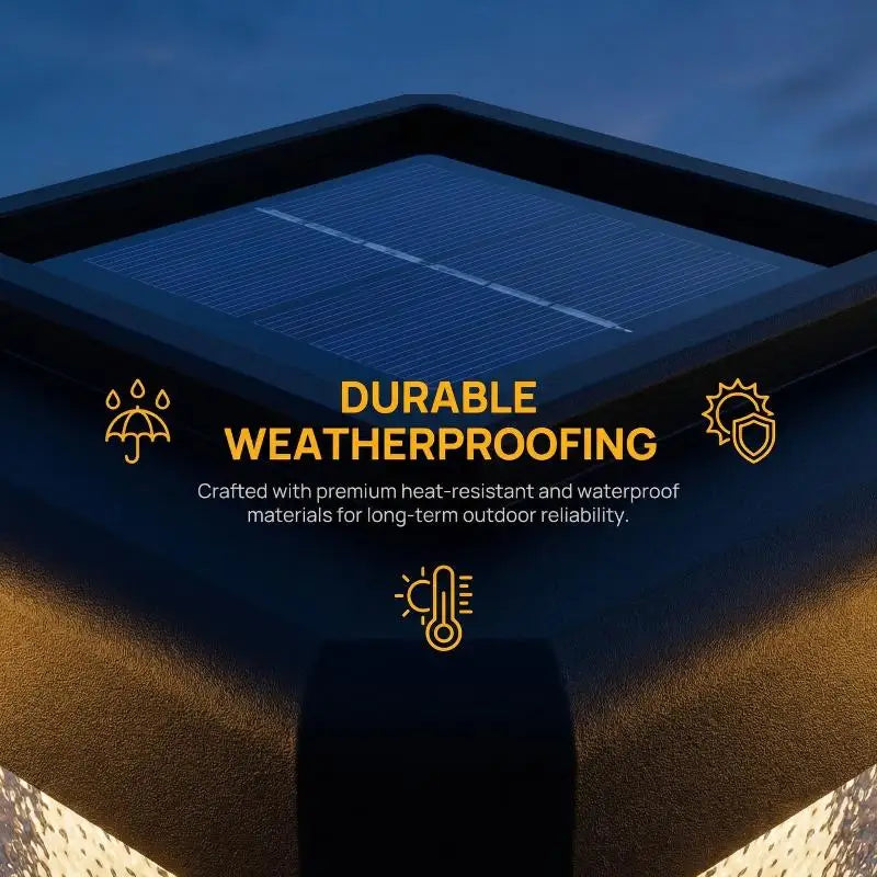 LED Solar Post Cap Light IP65 Waterproof Outdoor Use