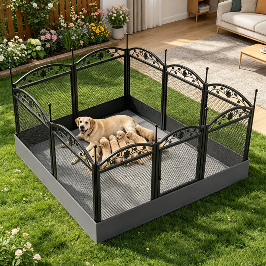 BINGOPAW 8-Panel Foldable Metal Dog Playpen With Gate