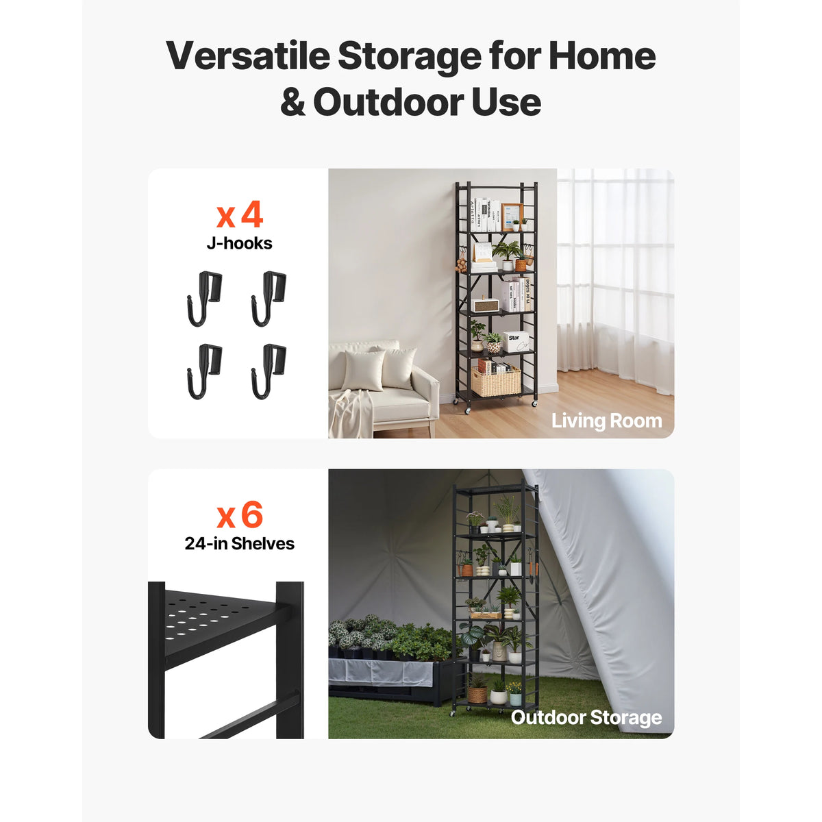 SucceBuy Foldable Mobile Metal Storage Shelf Organizer