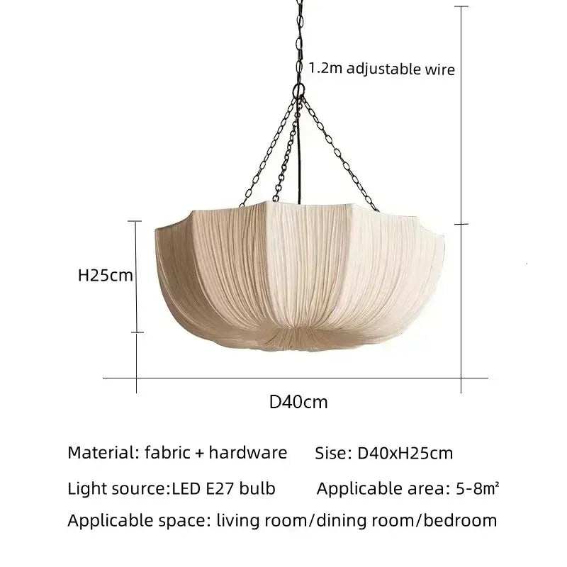 VIGOUS Retro Fabric Wabi Sabi Pendant Light