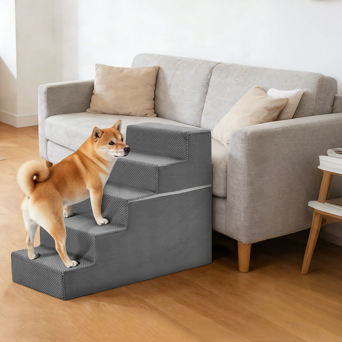 JHK Curved Foam Dog Stairs And Safety Ramp