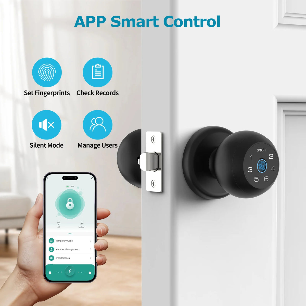 Viladepot Smart Fingerprint Door Lock With App Control